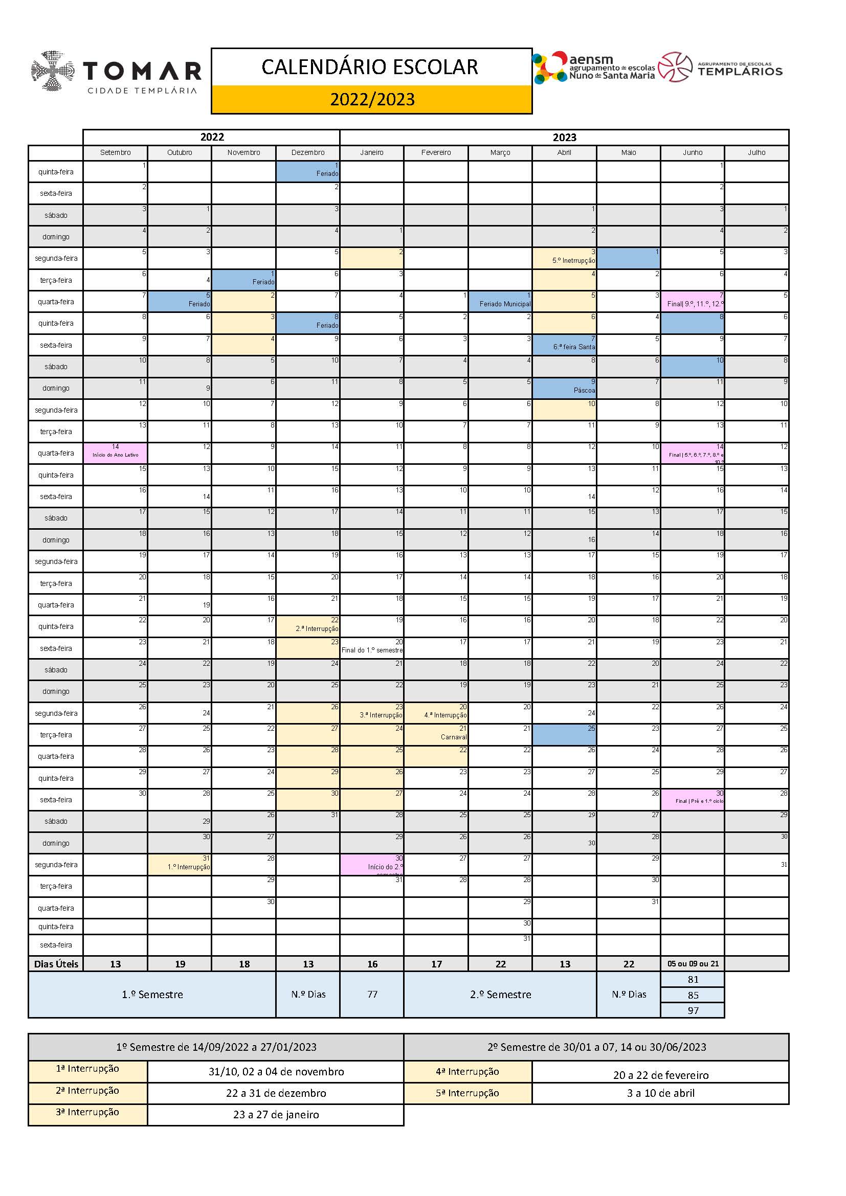 Calendario 2022 23 Tomar